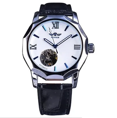 Winner Men’s Stainless Steel Geometry Transparent Mechanical Watch Ocean Blue • $22.99