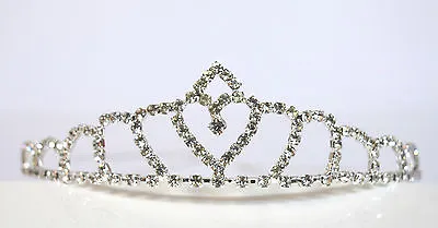 £6.99 • Buy TIARA HEART Silver Clear Crystal DIAMANTE Headband Bridal Wedding Prom NO. 24