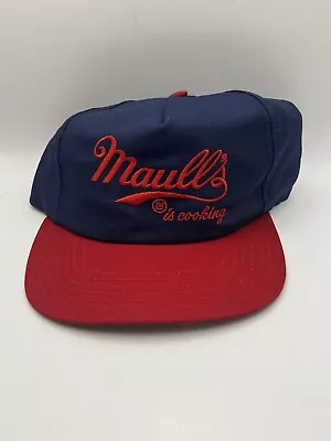 Vintage 1990s Maull's BBQ Sauce Snapback Cap Hat St Louis New Red & Blue • $19.99