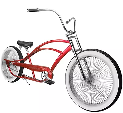 140 Spokes 26  Fat Tires Stretch Beach Cruiser Bike High Rise Handlebars Bicycle • $849.14