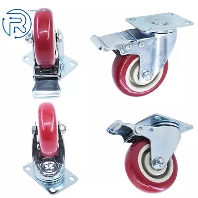 Heavy Duty 4 Pack Caster Set 4  Wheels All Swivel All Brake Casters Non Skid • $26.42