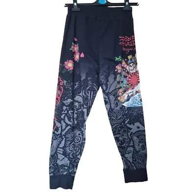 Ed Hardy Black/multi-coloured Tattoo Leggings. Sz Large Uk 12 • $24.89