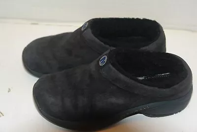 Merrell Clogs Womens 6.5 Primo Chill Slide Black Smooth Leather Faux Fur Casual • $27.99