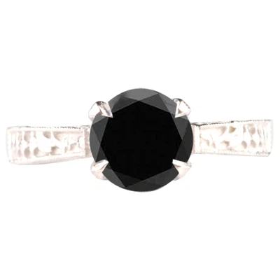 $517 • Buy 1.40Ct Round Shape Natural Jet Black Diamond Solitaire Ring In 14KT White Gold