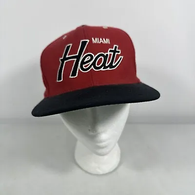 NBA Miami Heat Red Black Mitchell & Ness Snap Back Hat GREAT Condition • $13.99