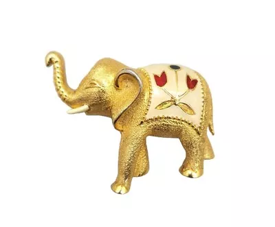 Vintage Signed Jomaz J Mazer Enamel Elephant Runway Statement Couture Brooch • $135