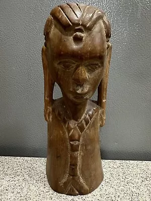 Vintage Hand Carved Wood Folk Art African Tribal Bust Sculpture • $18