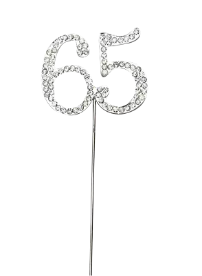 Silver Number 65 Cake Pick Topper Decoration 65th Diamante Sparkly • £4.99
