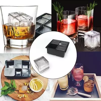 4-Cavity Large Drink Ice Cube Pudding Jelly Soap Molds Gadget Ice Trays  -20% • £3.53