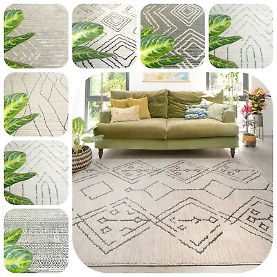 Cream Berber Rugs Moroccan Minimalist Large Living Room Scandi Soft Carpet Mats • £21.95