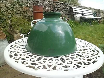 £25 • Buy Large Vintage MAXLUME Industrial Green Enamel Metal Hanging Lampshade