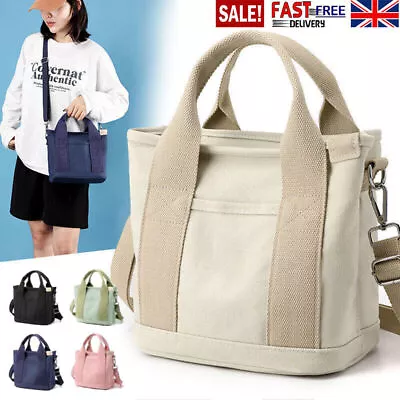 Women Canvas Tote Bag Large Capacity Handbags & Shoulder Bags Zip Crossbody Bag • £9.89