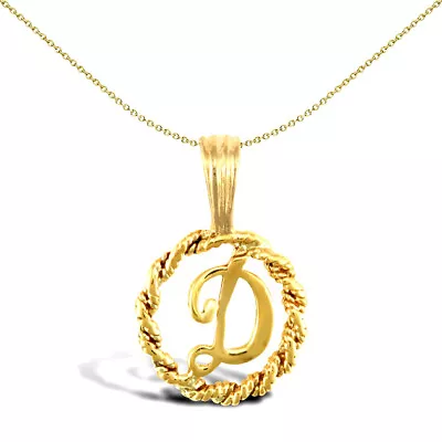 Solid 9ct Gold Mersham Jewels Rope Identity Initial Charm Pendant Letter D • £90.99