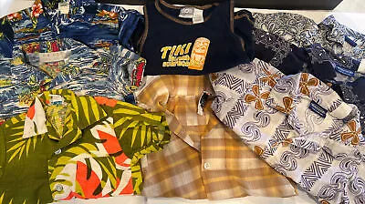 Lot Of 8 Vintage Toddler Button Up Shirts - Hawaiian- Tiki Style  12-18  2T 5T • $39.95