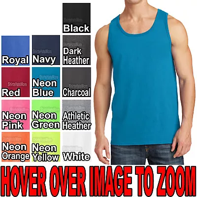 BIG MENS Solid Tank Top 100% Preshrunk Cotton Includes NEONS 2XL 3XL 4XL NEW • $5.95