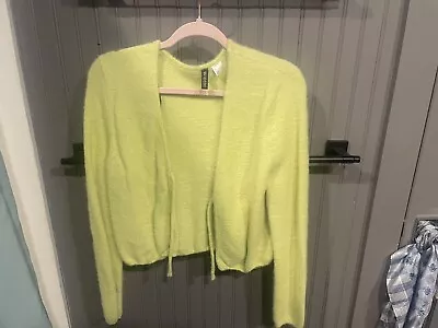 Divided Green Cropped Cardigan Tie Up Women’s Size Large H&M  • $8