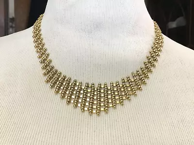 NADRI Gold Tone Woven Mesh Metal Choker Bib Top Quality Necklace SIGNED 18  • $11