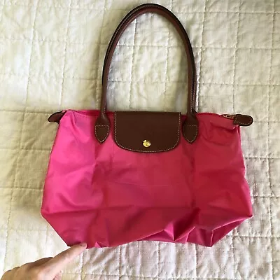 Longchamp Le Pliage Hot Pink Small Tote Bag Foldable Bottom Measures 9in • $46