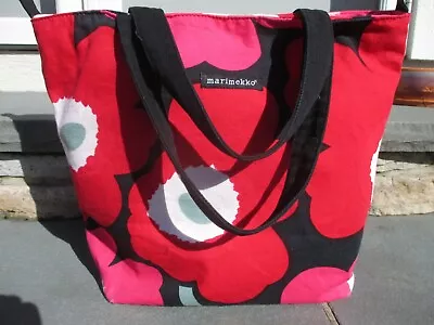 MARIMEKKO Avon For Breast Cancer Crusade ZIP Bag TOTE Pink RED Poppy FLOWER • $12.99