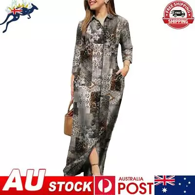 Women Boho Long Dress V-Neck Blouse Long Dress Vintage Split Dress Spring Summer • $19.19