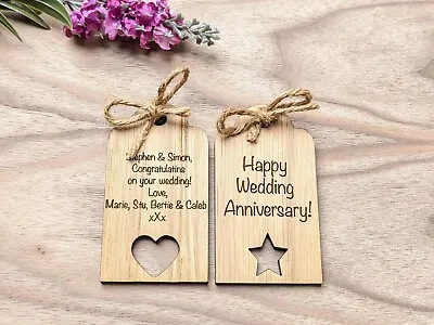 Personalised Gift Tag Custom Birthday Present Label For Her Wooden Anniversary • £3.99