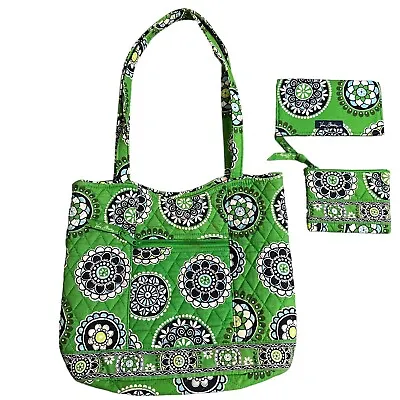 Vera Bradley CUPCAKE GREEN Shoulder Bag Handbag Purse Coin Purse Checkbook Lot • $19.99