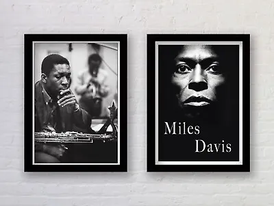 Set Of 2 Framed A3 Jazz Poster Prints Miles Davis John Coltrane Brand New • £35.99