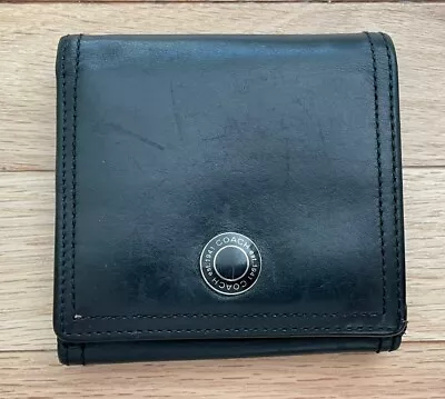 Coach Vintage Wallet Leather Solid Black Medium Bifold Card Bill Coins Signature • $37