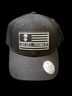 DIESEL POWER GEAR Black Mesh Snapback Trucker Cap Hat Flag • $14.95