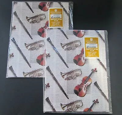 2 Pks. AMERICAN GREETINGS  Vintage Gift Wrap Paper W/Classical Music Instruments • $9.95