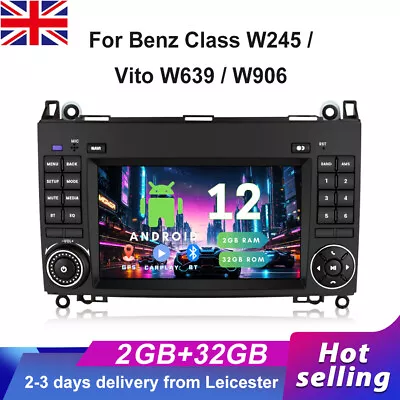 2+32G Android 12 Car Radio GPS Stereo Head Unit For Mercedes Benz W245 W169 W906 • £149.99