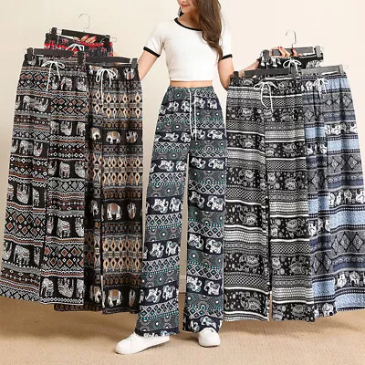 Ladies Boho Pants Indian Harem Yoga Dance Baggy Loose Hippy Printed Pants • £5.99