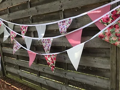 HANDMADE VINTAGE FABRIC BUNTING.Shabby Chic Floral.WEDDINGSANY OCCASION.40FT • £9.99