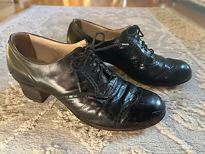 Vintage Clinic Shoes Size 7- 7 1/2 Black C. 1940 Orig. Heels  Tongue Label • $7.99