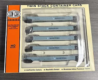 Con-Cor HO RTR 0001-001953(02) Twin Stack Container (5) Car Set - Maersk #254347 • $98.98