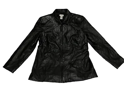 A Pea In The Pod Maternity Women’s Genuine Leather Jacket Full Zip Front Black L • $29.95