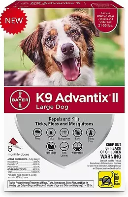 K9 Advantix II Flea & Tick Spot Treatment For Dogs 21-55 Lbs-6 Does • $45.89