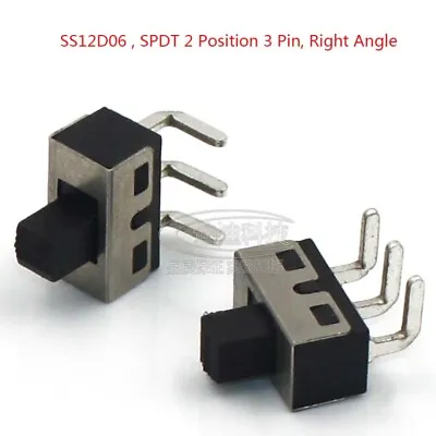 ON-OFF SPDT 1P2T 2 Position 3 Pin PCB Panel Mini Right Angle Pins Slide Switch • $3.99