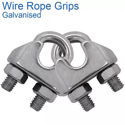 6mm WIRE ROPE CLAMP GRIPS HEAVY DUTY U BOLTS GALVANIZED DIN 741 • £1.09