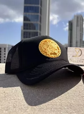 Black Medusa Trucker Hat - Yves Versac Custom Gold Symbol - Brand New - Cap • $28.47