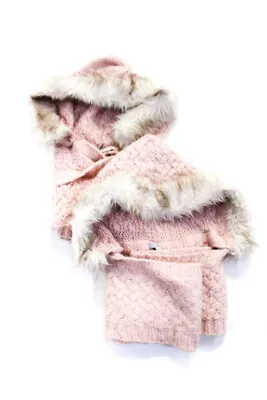 Mayoral  Women's Wool Faux Fur Hooded Scarf Pink OS Lot 2 • $41.99
