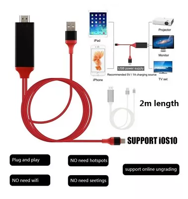 For IPhone To AV HDMI / HDTV TV Digital Cable Adapter For IPhone X 8 8 Plus • £7.99