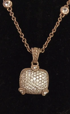 $115 • Buy Judith Ripka Sterling Silver Rose Gold Necklace And Enhancer Pendant 