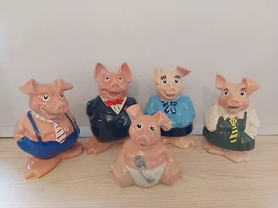 NATWEST WADE Full Set 5 Piggy Banks With Original Stoppers Excellent Condition • £25