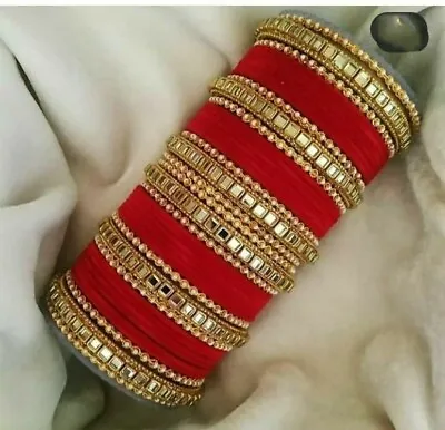 Bollywood Bridal Fashion Gold Plated Faux Kundan Indian Jewelry Women Bangle Set • $22.74