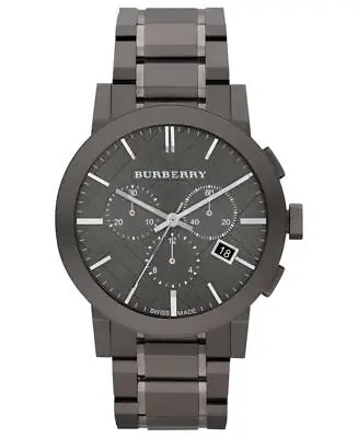 $545 • Buy New In Box Burberry Swiss Made Gunmetal Chronograph Bu9354 Watch $900