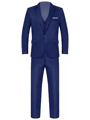 Mens 3-Pieces Suit Notch Lapel One Button Slim Fit Formal Blazer Vest Pants Set • $37.80