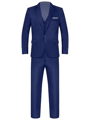 Mens Suits 3 Pieces Slim Fit Tuxedo Formal Casual Groom Suit Blazer Vest Pants • $35.13