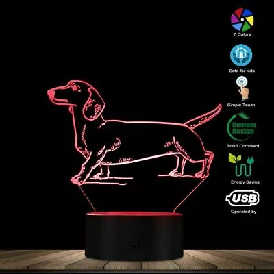 3D Sausage Dog Dachshund Night Light 7 Color Change LED Desk Lamp Touch Gift • $18.99