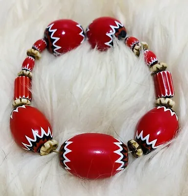 Vintage Venetian Red Chevron African Trade Beads • $499.97